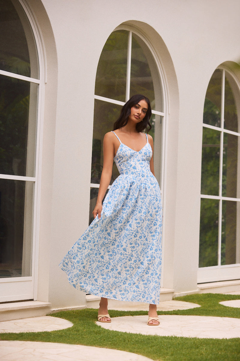 Painted Skies Maxi Dress Blue | Fortunate One