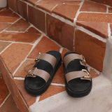 SIREN Allure Chunky Slides Cappuccino Leather