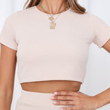 I Catch Clouds Crop Top Beige