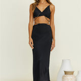 Tropical Nights Maxi Skirt Black