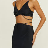 Tropical Nights Maxi Skirt Black