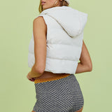 Cavarella Cropped Puffer Vest Beige
