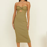 SNDYS Maia Midi Dress Khaki