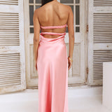 Laced With Gold Maxi Dress Rose