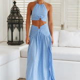 Lemon Tree Maxi Skirt Blue