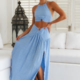 Lemon Tree Maxi Skirt Blue