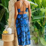 RUNAWAY THE LABEL Zeida Slip Dress Blue Floral