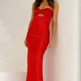 Laced With Gold Maxi Dress Red