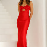 Laced With Gold Maxi Dress Red