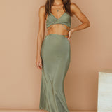 Tropical Nights Maxi Skirt Olive