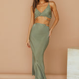 Tropical Nights Maxi Skirt Olive