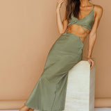 Tropical Nights Maxi Skirt Olive