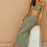 Tropical Nights Maxi Skirt Olive