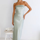 Gleam In Gold Maxi Dress Light Green