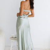 Gleam In Gold Maxi Dress Light Green