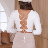 Mariachi Knit Crop Top White