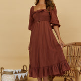 Loved By The Moon Midi Dress Brown