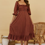 Loved By The Moon Midi Dress Brown