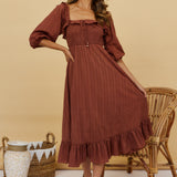 Loved By The Moon Midi Dress Brown