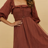Loved By The Moon Midi Dress Brown