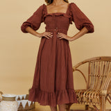 Loved By The Moon Midi Dress Brown