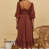 Loved By The Moon Midi Dress Brown