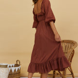 Loved By The Moon Midi Dress Brown