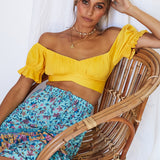 Eyes Like The Earth Crop Top Yellow