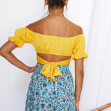 Eyes Like The Earth Crop Top Yellow