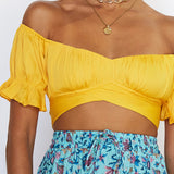 Eyes Like The Earth Crop Top Yellow