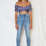 Eyes Like The Earth Crop Top Midnight Blue
