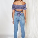 Eyes Like The Earth Crop Top Midnight Blue