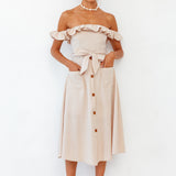 Deep End Midi Dress Beige