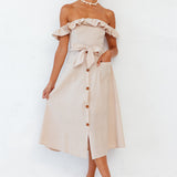 Deep End Midi Dress Beige