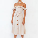 Deep End Midi Dress Beige