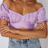 Eyes Like The Earth Crop Top Lilac