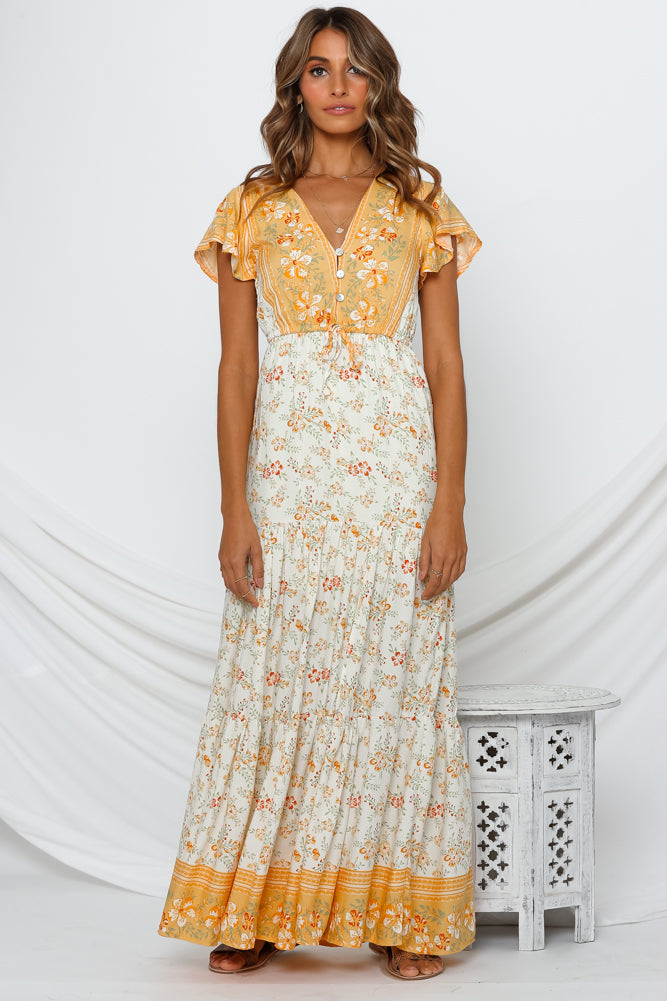 Sunflower Maxi Dress Yellow Fortunate One