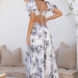 Whimsical Heart Maxi Dress Blue