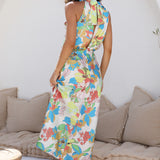 Garden Orchid Maxi Dress Blue