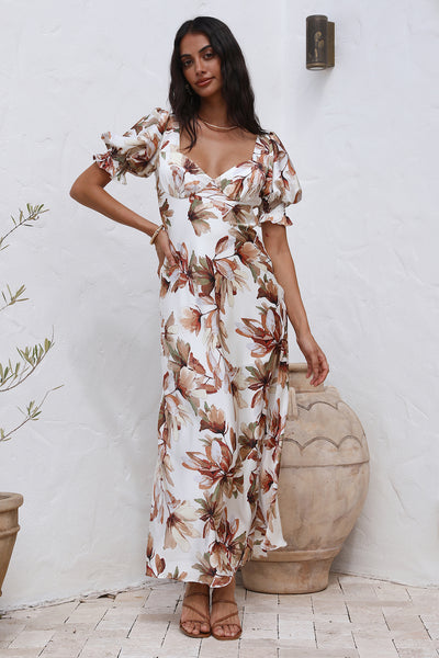 Whimsical Heart Maxi Dress Brown