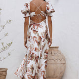 Whimsical Heart Maxi Dress Brown