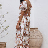 Whimsical Heart Maxi Dress Brown