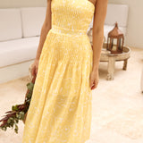 Sunflower Fields Strapless Midi Dress Yellow