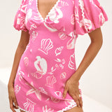 Seashell Searching Mini Dress Pink