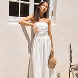 Deep Breaths Strapless Maxi Dress White