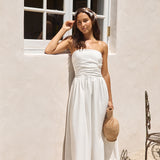 Deep Breaths Strapless Maxi Dress White