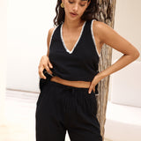 Through The Night Linen Top Black