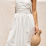 Deep Breaths Strapless Maxi Dress White