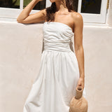 Deep Breaths Strapless Maxi Dress White