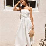 Deep Breaths Strapless Maxi Dress White